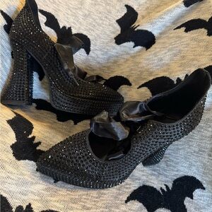 Dolls Kill “Widow”Black Rhinestone Platform Heels